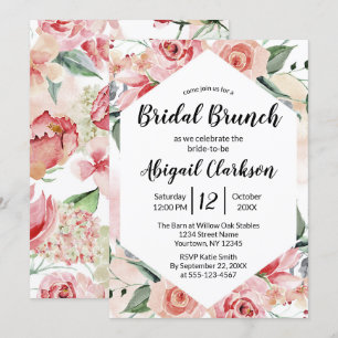 Invitación Watercolor Floral Hexagon Bridal Brunower