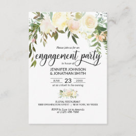 Invitación Watercolor Floral Ivory Engagement Party 3.5"x5"