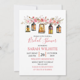 Invitación Watercolor Floral Lanterns Brilla Shower
