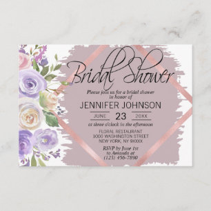 Invitación Watercolor Floral Lavanda Purple Bridal Shower