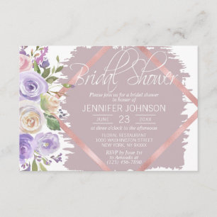 Invitación Watercolor Floral Lavanda Purple Bridal Shower