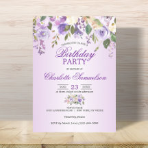 Watercolor Floral Lavender Purple BIRTHDAY