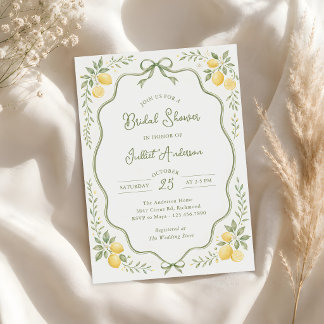 Invitación Watercolor Floral Lemon Citrus Bridal Shower