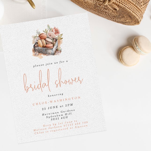 Invitación Watercolor Floral Macarons Bridal Shower (Subido por el creador)