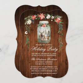 Invitación Watercolor Floral Madera Mason Jar Holiday Party