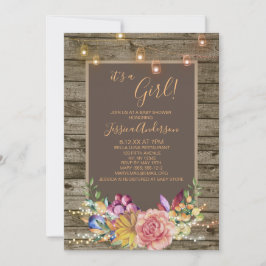 Invitación Watercolor Floral Mason Jar Light Baby Shower