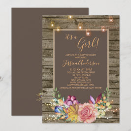 Invitación Watercolor Floral Mason Jar Light Baby Shower