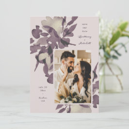 Invitación Watercolor Floral Mauve Photo Save the Date