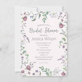 Invitación Watercolor Floral Meadow Clover Brillante Ducha