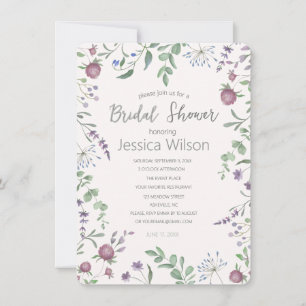 Invitación Watercolor Floral Meadow Clover Brillante Ducha