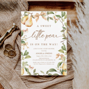 Invitación Watercolor Floral Pear Baby Shower