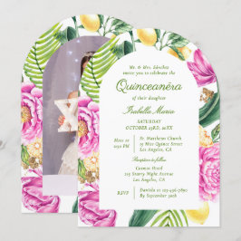 Invitación Watercolor Floral Peonies Personalizado Foto Quinc