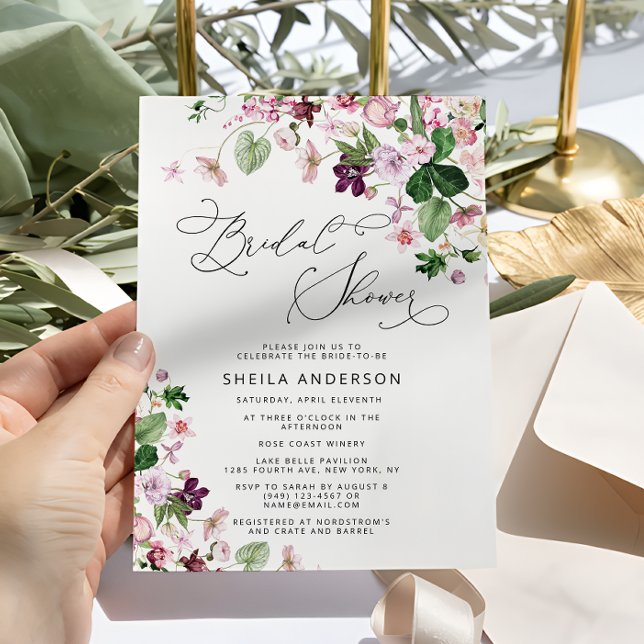 Invitación Watercolor Floral Purple Briple Shower (Subido por el creador)