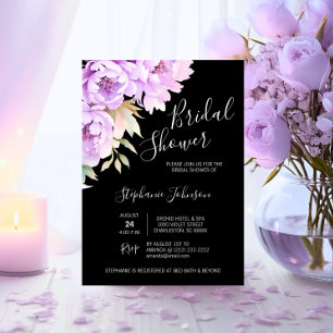 Invitación Watercolor Floral Purple Lavender Brillante