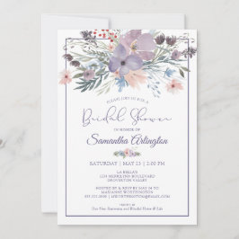 Invitación Watercolor Floral Purple Lilac Bridal Shower