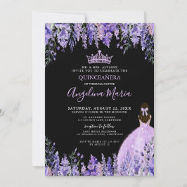 Invitación Watercolor Floral Purple Quinceanera Invitation