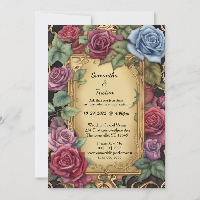Invitación Watercolor Floral Rosa Jardín Elegante Boda (Anverso)