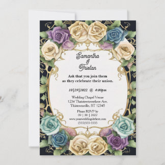 Invitación Watercolor Floral Rosa Jardín Elegante Boda