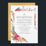 Invitación Watercolor Floral Safari Bat Mitzvah<br><div class="desc">Invitación mitzvah de murciélago con temática borgoña y safari dorado con elegante tipografía de escritura a mano personalizable a los detalles de tu evento.</div>