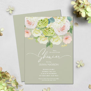 Invitación Watercolor Floral Sage Green Bridal Shower