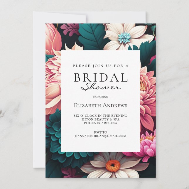 Invitación Watercolor Floral Spring Bridal Shower (Anverso)
