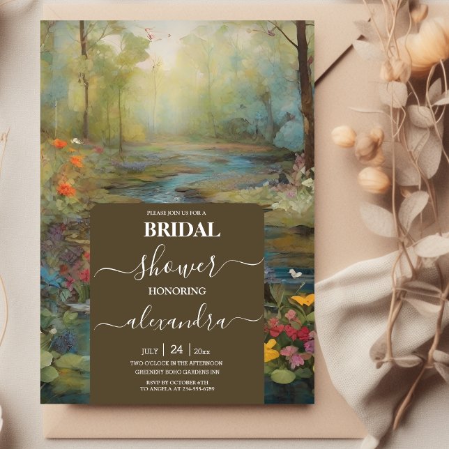 Invitación Watercolor Floral Spring Mountains Bridal Shower (Subido por el creador)