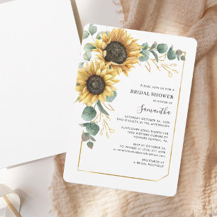 Invitación Watercolor Floral Sunflower Brillo Ducha