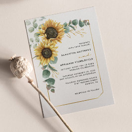 Invitación Watercolor Floral Sunflower Eucalyptus Boda