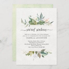 Invitación Watercolor Floral Sweet Dieciséis cumpleaños