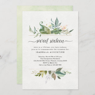 Invitación Watercolor Floral Sweet Dieciséis cumpleaños