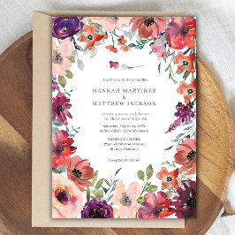 Invitación Watercolor Floral Terracotta Boho Boda