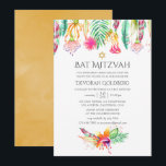 Invitación Watercolor Floral Tropical Summer Bat Mitzvah<br><div class="desc">Personalizable de la invitación del murciélago tropical mitzvah a los detalles de tu evento.</div>