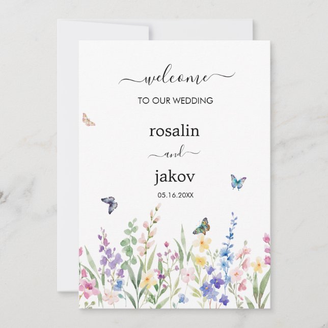 Invitación watercolor floral wedding  (Anverso)