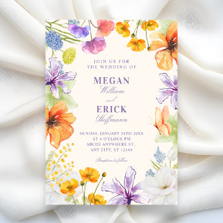 Invitación Watercolor floral  wedding