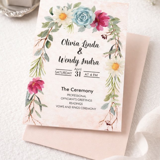 Invitación Watercolor Floral Wedding Ceremony Invitation (Subido por el creador)