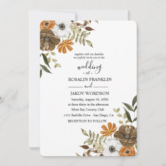 Invitación watercolor floral wedding Invitation