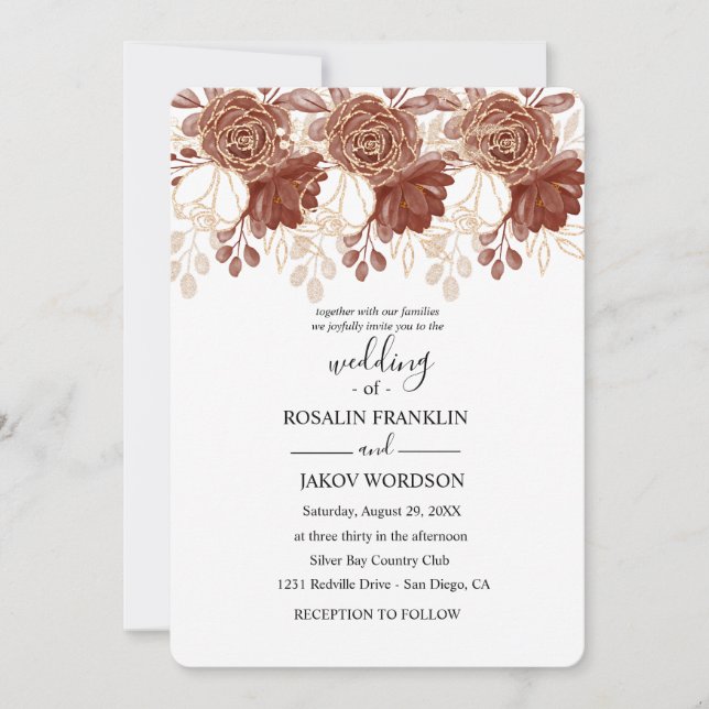 Invitación watercolor floral wedding Invitation (Anverso)
