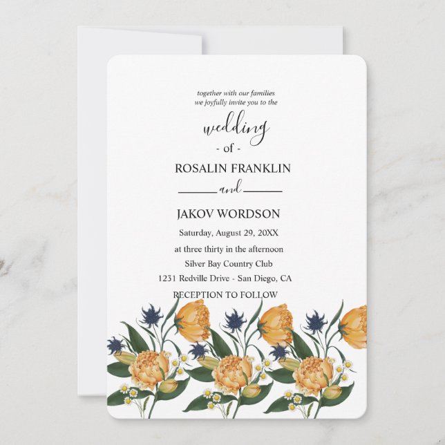 Invitación watercolor floral wedding Invitation (Anverso)