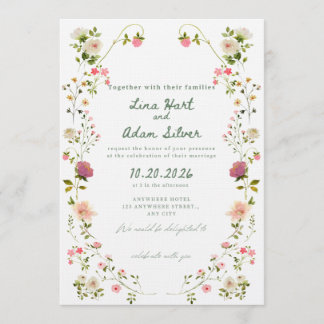 Invitación Watercolor Floral Wedding Invitation Template 
