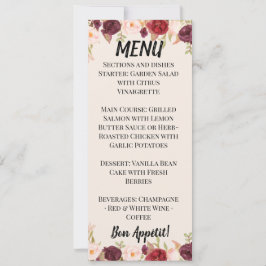 Invitación Watercolor Floral Wedding Menu