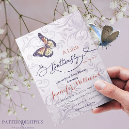 Invitación Watercolor Floral Whimsical Butterfly Baby Shower