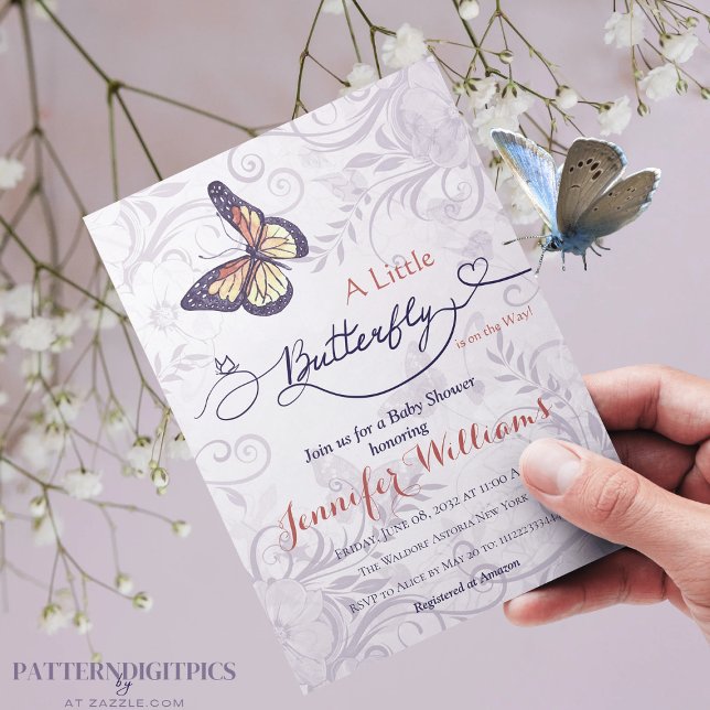 Invitación Watercolor Floral Whimsical Butterfly Baby Shower (Subido por el creador)