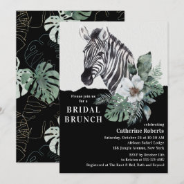 Invitación Watercolor Floral Wild Zebra Bridal Brunch