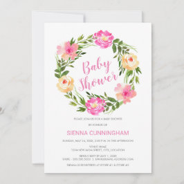 Invitación Watercolor Floral Wreath Baby Shower