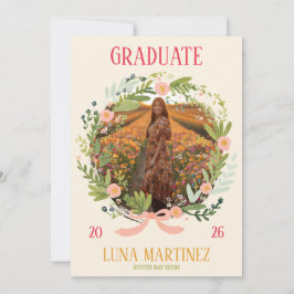 Invitación Watercolor Floral Wreath Photo Graduation
