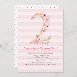 Invitación Watercolor Florals Dos Segundos Cumpleaños