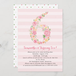 Invitación Watercolor Florals SIX 6º cumpleaños