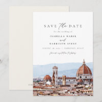 Watercolor Florencia Italia Skyline Save the Date