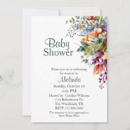 Invitación Watercolor Flores silvestres Baby Shower neutral