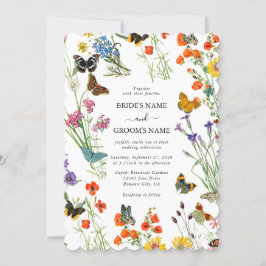 Invitación Watercolor Flores silvestres mariposas Boda floral